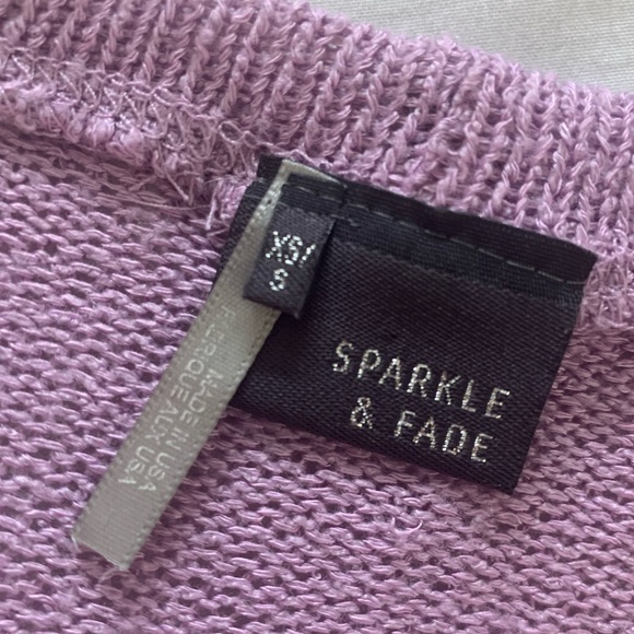 Sparkle & Fade Purple Knit Top With Sheer Sleeves - Picture 2 of 15